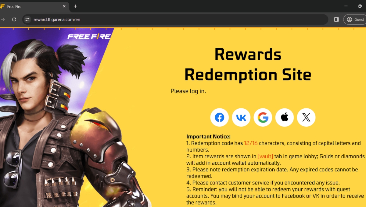 Free Fire Redeem Code 30 July