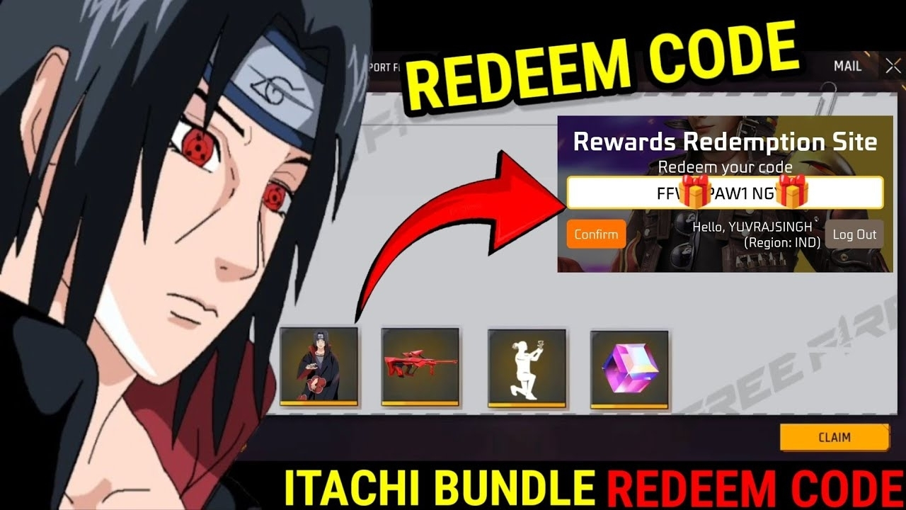 Free Fire Itachi Bundle Redeem Code