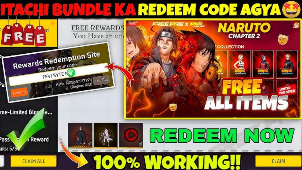 Free Fire Itachi Bundle Redeem Code