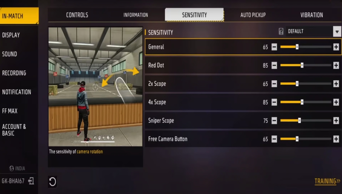 Free Fire Sensitivity Settings