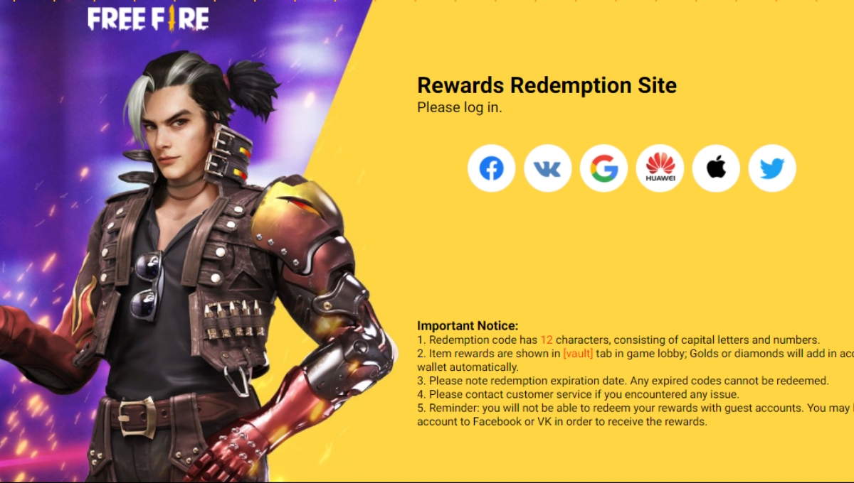 Free Fire Redeem Code 6 august