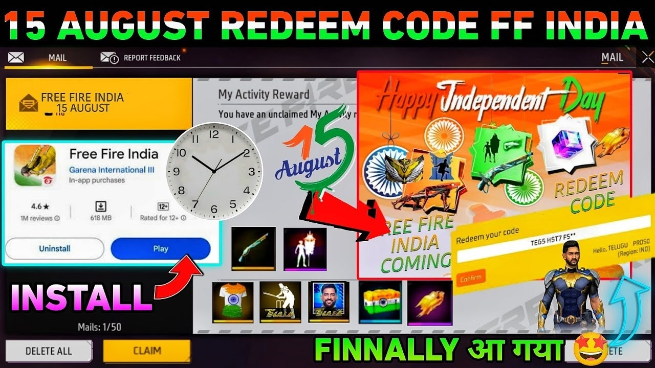 Free Fire Redeem Code 15 August 2025