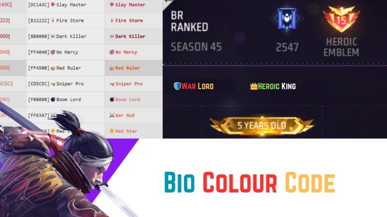 Free Fire Bio Code Colour 2025
